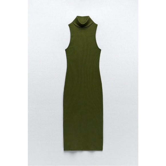 Zara Dresses & Skirts - Zara Green Turtleneck Sleeveless Maxi Dress LARGE NWOT